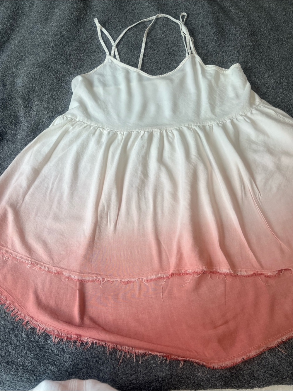 Black Swan White to Pink Ombre Spaghetti-Strap Top
